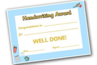 Handwriting Award Certificate | Award Certificates, Nice Regarding Handwriting Award Certificate Printable