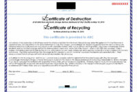 Hard Drive Destruction Certificate Template For Fascinating Certificate Of Destruction Template