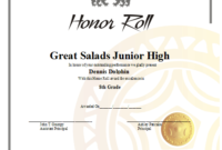 Honor Roll Certificate Printable Certificate With Regard To Certificate Of Honor Roll Free Templates