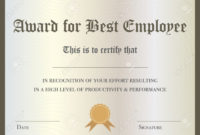Illustration Of Certificate Award For Best Employee Within Awesome Best Employee Award Certificate Templates