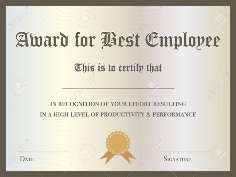 Illustration Of Certificate Award For Best Employee Within Awesome Best Employee Award Certificate Templates