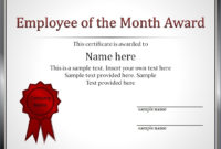 Impressive Employee Of The Month Award And Certificate Inside Certificate Of Job Promotion Template 7 Ideas