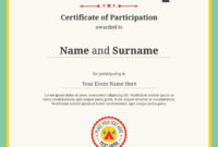 Kid Certificate Of Participation Template For Camp With Intended For Awesome Certificate Of Participation Template Doc 7 Ideas