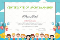 Kids Sportsmanship Certificate Design Template In Psd, Word With Free Softball Certificates Printable 7 Designs
