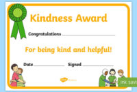 Kindness Award Certificate (Teacher Made) Intended For Kindness Certificate Template Free