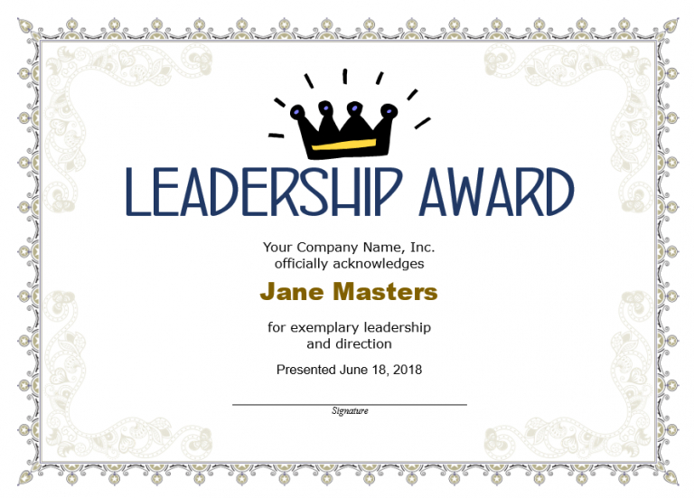 Leadership Award Certificate Template | Best Templates Ideas Pertaining To Awesome Leadership Award Certificate Template