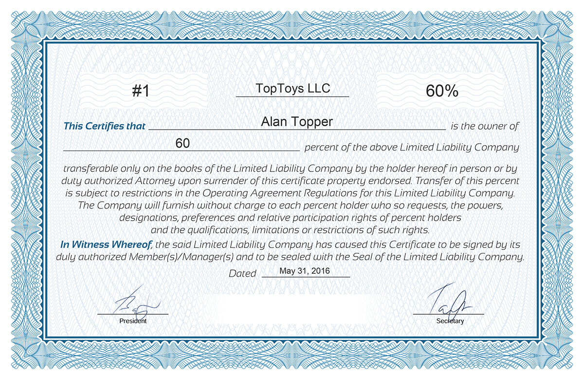 Llc Membership Certificate Dalep.midnightpig.co In Llc With Regard To Download Ownership Certificate Templates Editable