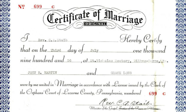 Marriage Certificate Sample | Template Business In Certificate Of Marriage Template