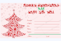 Merry Christmas And Happy New Year Card Template Word In Awesome Free Christmas Gift Certificate Templates