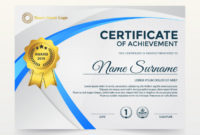Modern Certificate Of Achievement Template, Gold And Blue Regarding Tennis Achievement Certificate Templates