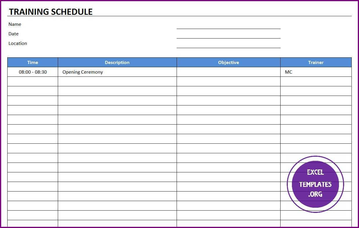 Monthly Training Schedule Template Excel 2 Unbelievable With Workshop Certificate Template