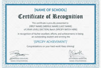 Outstanding Student Recognition Certificate Design Regarding Simple Certificate Of Recognition Template Word