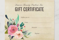 Painted Floral Beauty Salon Gift Certificate | Zazzle.co.uk Inside Awesome Beauty Salon Gift Certificate