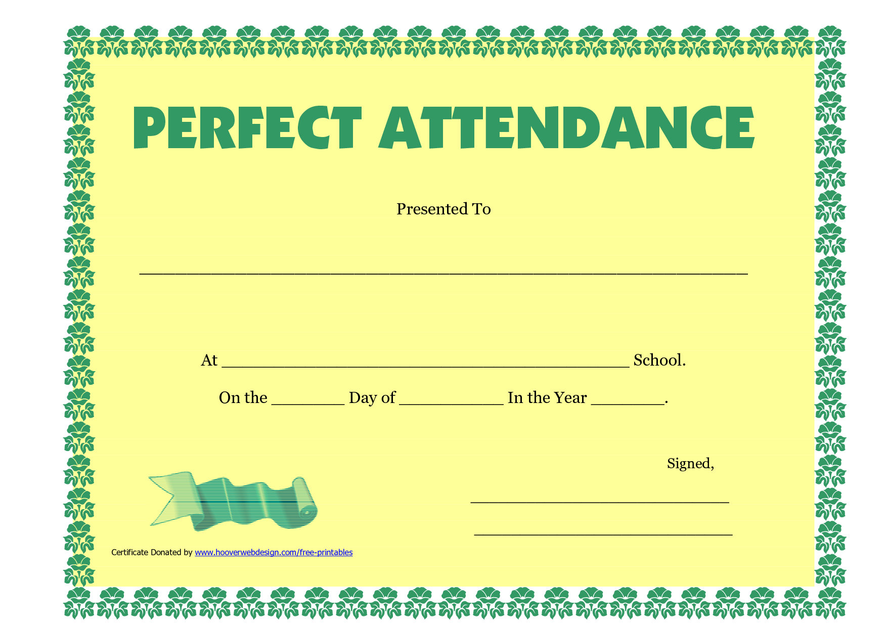 Perfect Attendance Award Clipart Regarding Perfect Inside Fascinating Printable Perfect Attendance Certificate Template