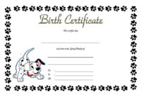 Pet Birth Certificate Templates Fillable [7+ Best Designs Intended For Stuffed Animal Birth Certificate Template 7 Ideas