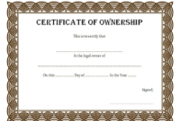 Pin On Certificate Of Ownership Free Ideas In Ownership Certificate Template