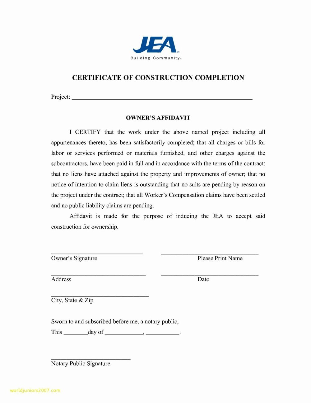 Practical Completion Certificate Template Jct Pertaining To Certificate Template For Project Completion