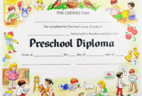 Preschool Diploma | Blank Certificates Intended For New Kindergarten Diploma Certificate Templates 7 Designs Free