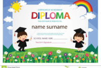 Preschool Kids Diploma Certificate Colorful Background Intended For Netball Certificate Templates Free 17 Concepts