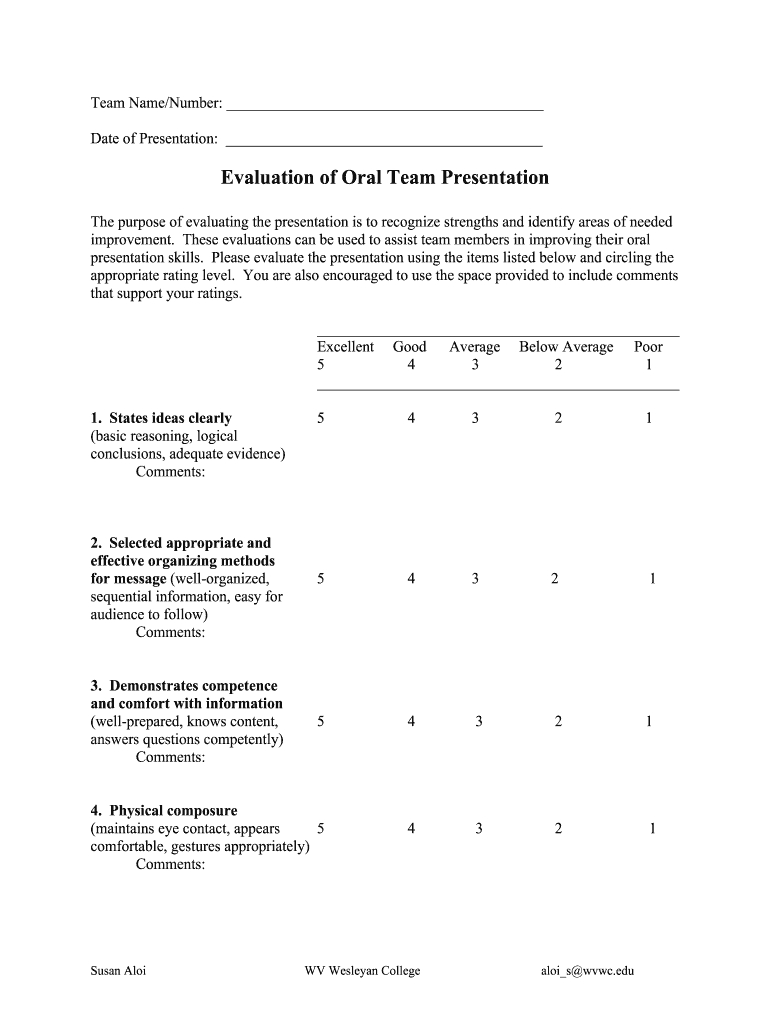 Presentation Evaluation Questions Fill Out And Sign Throughout Presentation Evaluation Template