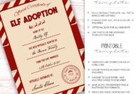Printable Elf Adoption Certificate Editable Instant Regarding Elf Adoption Certificate Free Printable