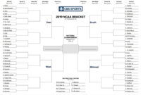 Printable Ncaa Tournament Bracket For March Madness 2019 For Blank March Madness Bracket Template
