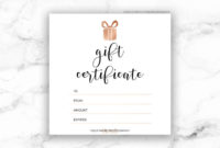 Printable Rose Gold Gift Certificate Template Editable | Etsy Within Birthday Gift Certificate Template Free 7 Ideas