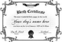Puppy Birth Certificate Template | Birth Certificate Inside Fantastic Pet Birth Certificate Template