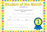 Recognition Certificate Student Of The Month | Student With Free Printable Student Of The Month Certificate Templates