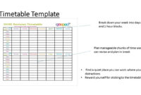 Revision Template. Timetable Revision Template Printable Regarding New Blank Four Square Writing Template