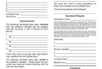Sacrament Meeting Agenda Templates For Bishoprics With Agenda For Church Business Meeting