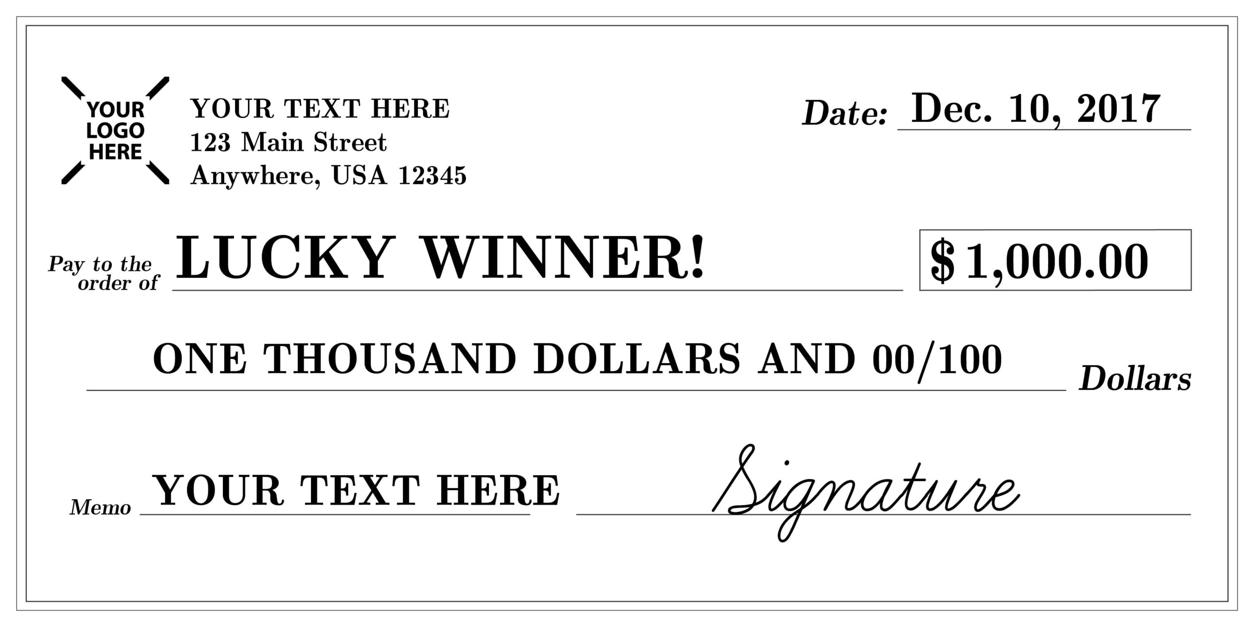 Signage 101 Giant Check Uses And Templates | Signs Blog Intended For Presentation Check Template