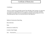 Simple Certificate Of Destruction How To Create A Intended For Certificate Of Destruction Template
