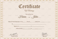 Simple Marriage Certificate Design Template In Psd, Word Throughout Certificate Of Marriage Template