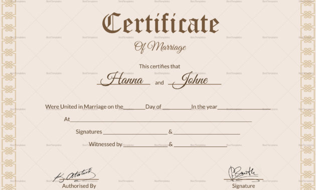 Simple Marriage Certificate Design Template In Psd, Word Throughout Certificate Of Marriage Template