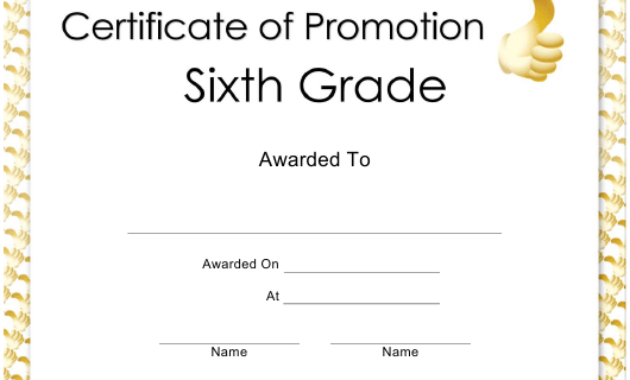 Sixth Grade Certificate Of Promotion Template Download For Grade Promotion Certificate Template Printable