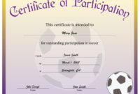 Soccer Participation Certificate Printable Certificate Within Fresh Soccer Certificate Template Free