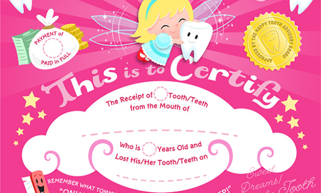 Special Delivery From The Tooth Fairy: Printable Tooth Intended For Fresh Free Tooth Fairy Certificate Template