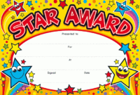 Star Award Certificate Template 8 In 2020 | Award Inside Free Kids Certificate Templates
