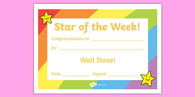 Star Of The Week Award Certificate (Teacher Made) Pertaining To Awesome Student Of The Week Certificate Templates
