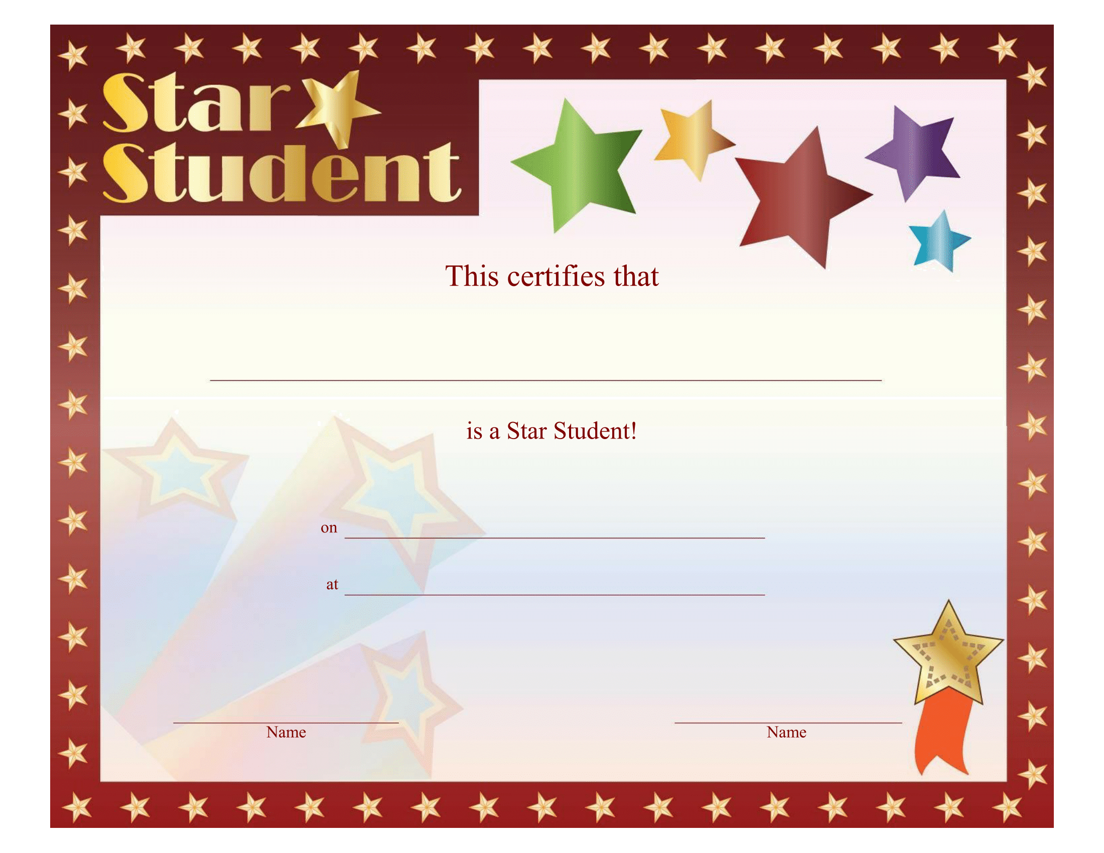 Star Student Certificate Free Printable Download Regarding Star Reader Certificate Templates