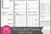 Student Planner Printable Set Sized Small 5.5 X Inside Free Student Agenda Planner Template