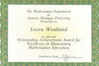 Student Web Site: Laura Weakland: Awards &amp;amp; Scholarships In Outstanding Achievement Certificate