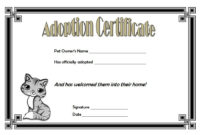 Stuffed Cat Adoption Certificate Free Printable (2Nd Idea Inside Stuffed Animal Adoption Certificate Editable Templates