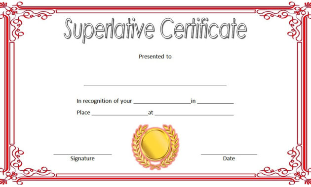 Superlative Certificate Template 4 Regarding Fascinating Superlative Certificate Templates