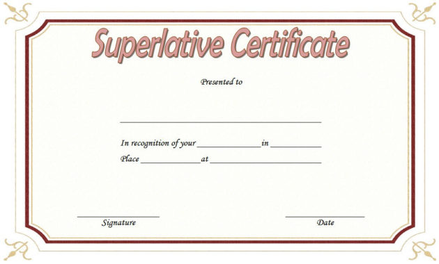 Superlative Certificate Templates Free [10+ Great Designs] Regarding Fascinating Superlative Certificate Templates