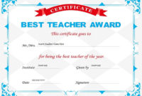 Teacher Of The Year Certificate Template | Free Pertaining To Classroom Certificates Templates