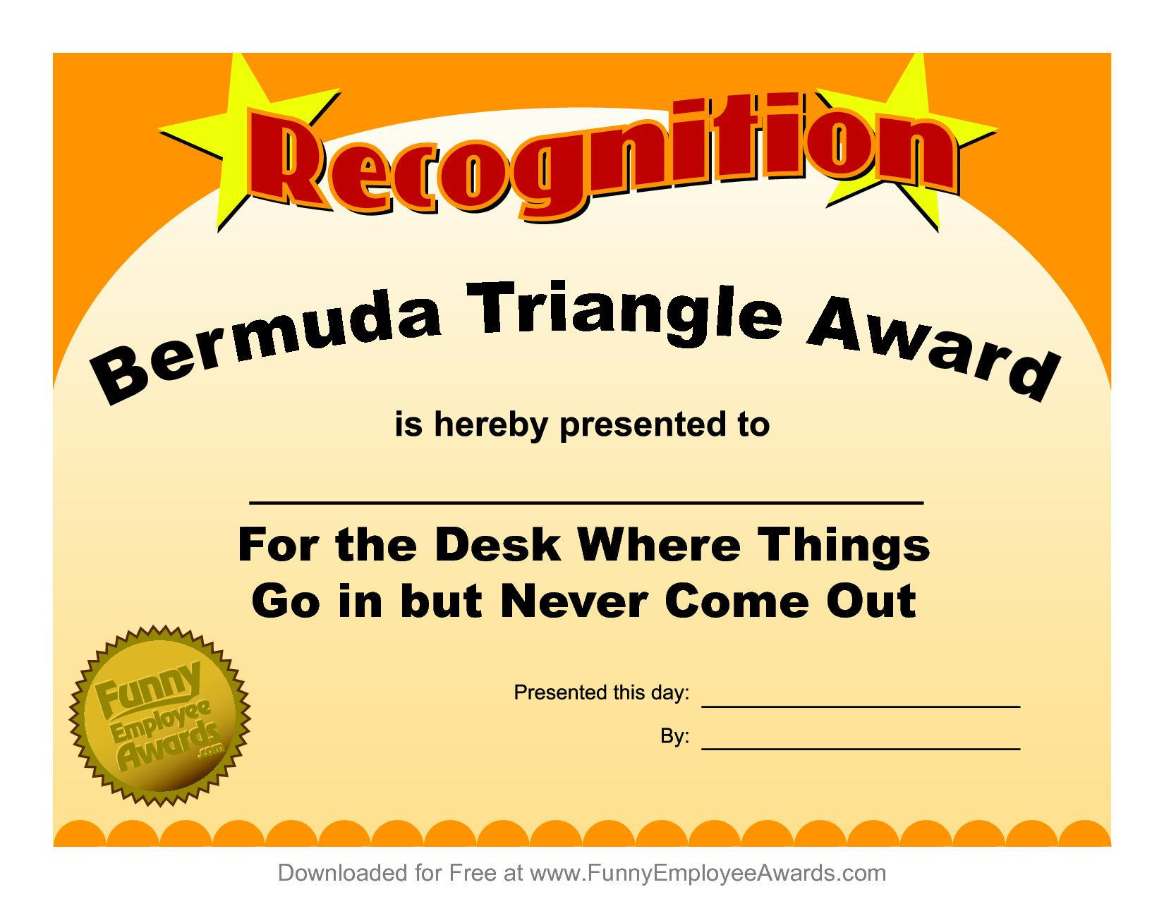 The Enchanting Funny Certificate Template ] Funny Award Regarding Fun Certificate Templates