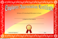 The Excellent Employee Appreciation Certificate Template 3 With Regard To Fantastic Best Employee Certificate Template