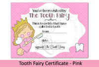 Tooth Fairy Certificate Pink, 5 X 7 Inches For Free With Kindness Certificate Template 7 New Ideas Free